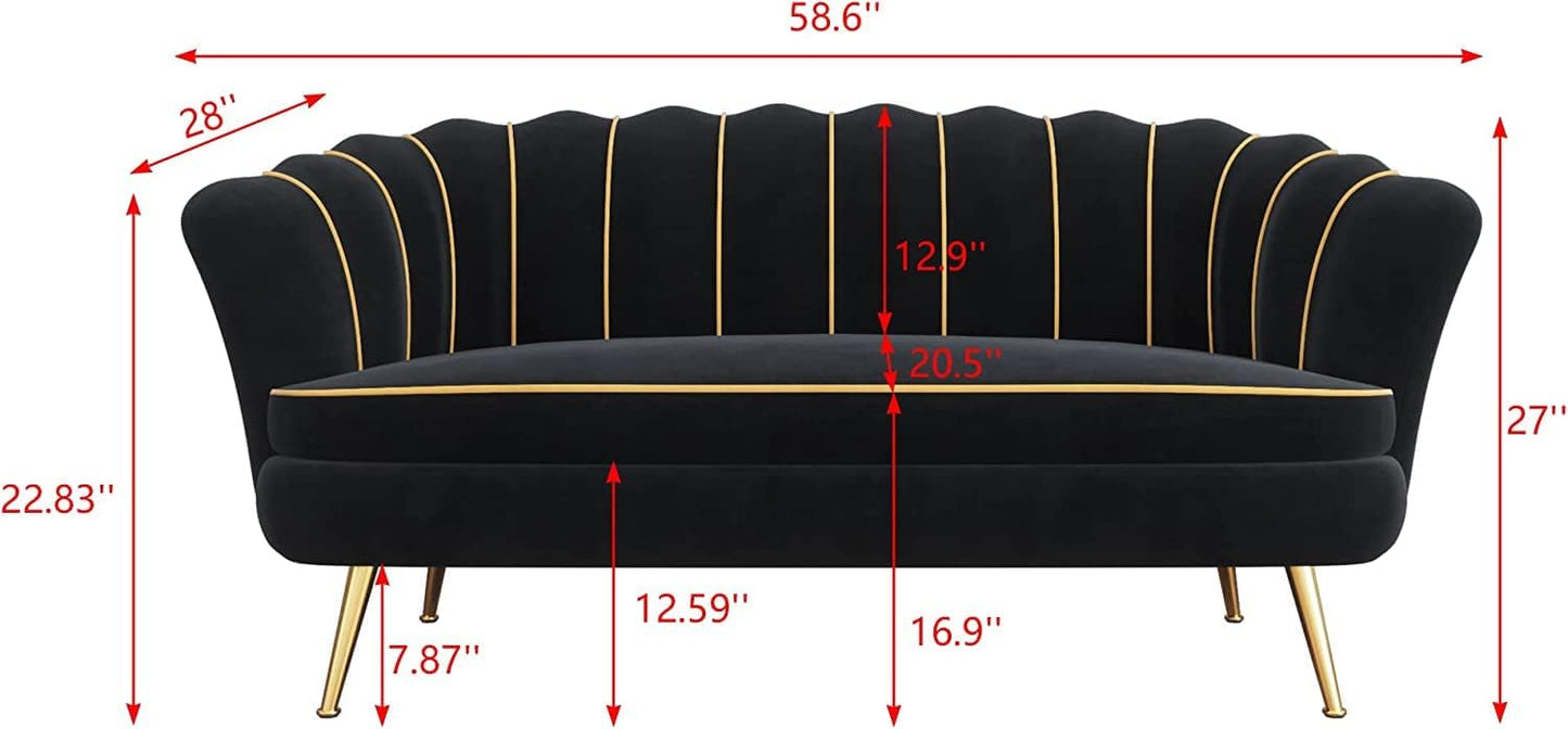 Savannah Black Velvet Loveseat