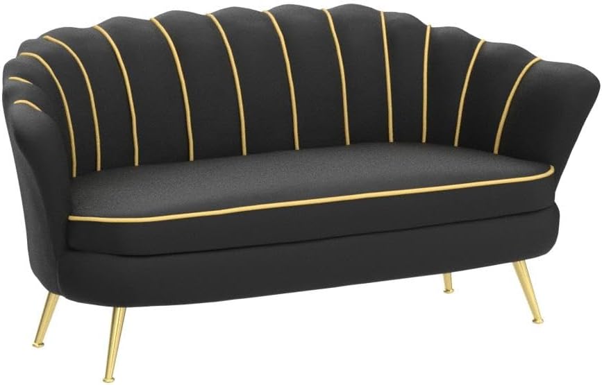 Savannah Black Velvet Loveseat