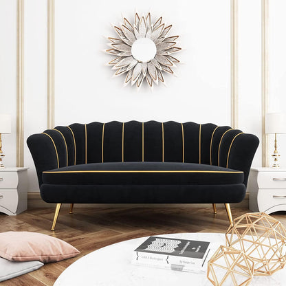 Savannah Black Velvet Loveseat