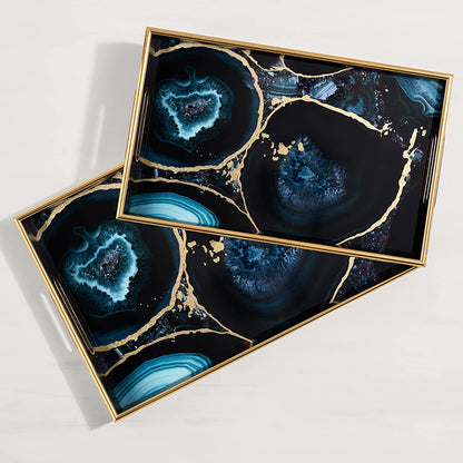 Blue Rectangle Tray 2 Piece Set