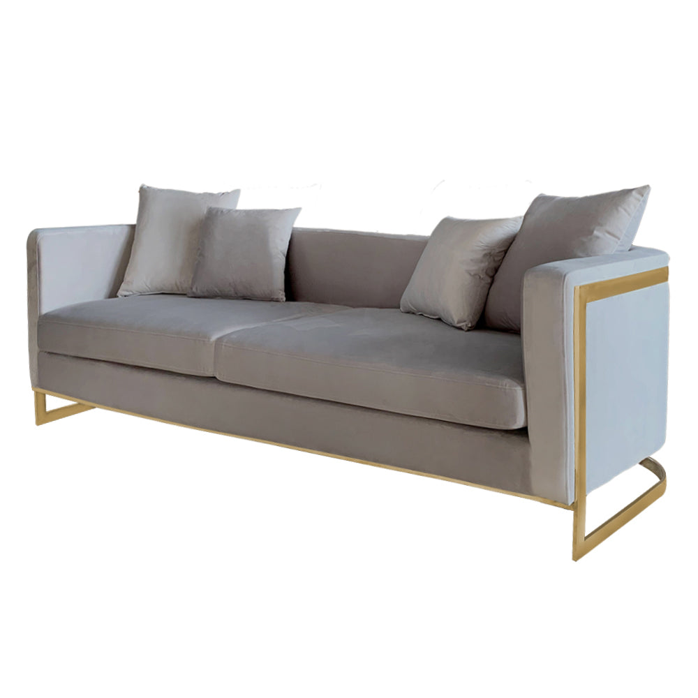 Bond Light Grey Velvet And Chrome Sofa