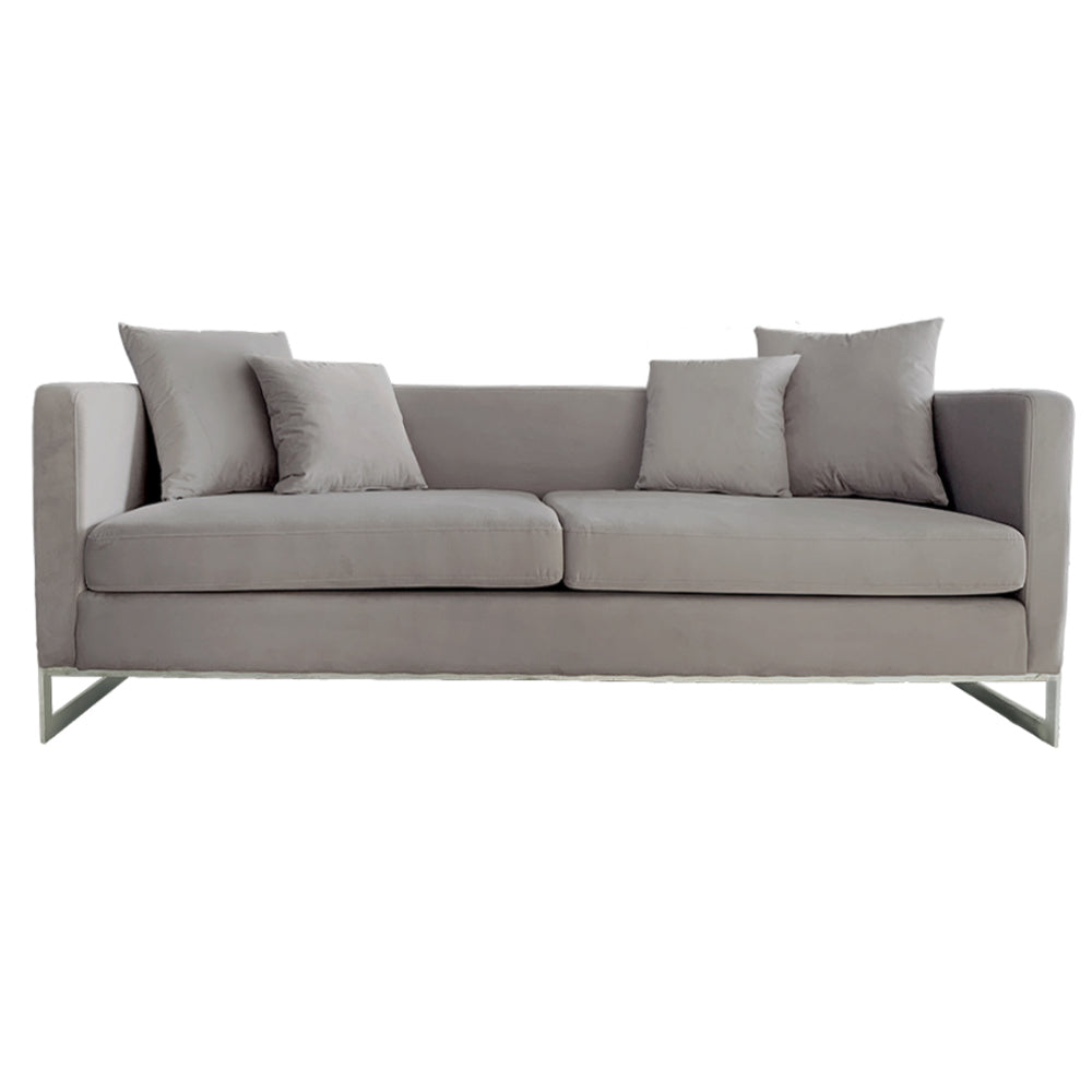 Bond Light Grey Velvet And Chrome Sofa