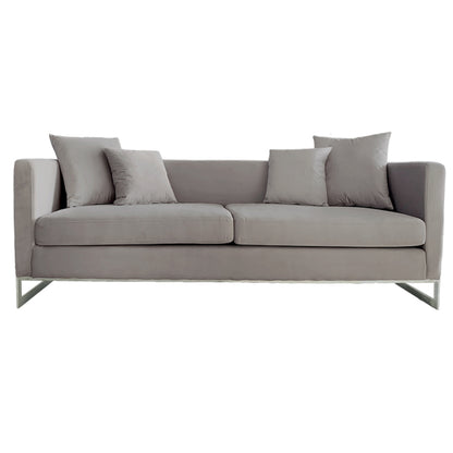 Bond Light Grey Velvet And Chrome Sofa