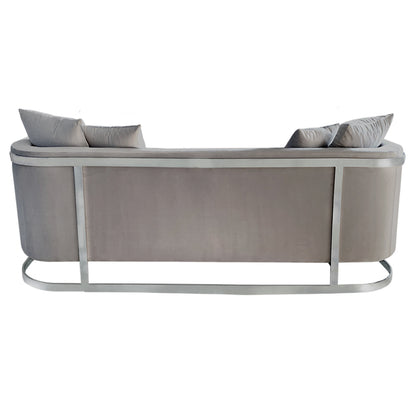 Bond Light Grey Velvet And Chrome Sofa