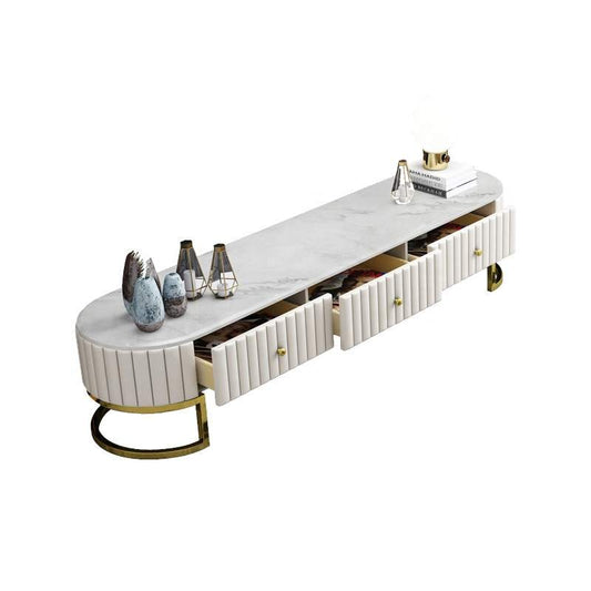 Monaco 80" White and Gold Media Stand